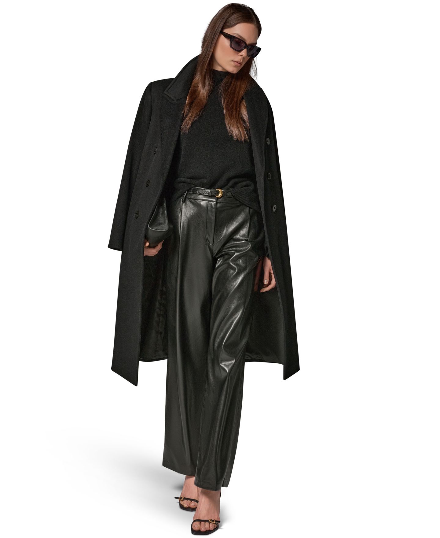 Женское пальто Donna Karan New York Double-Breasted Long Wool-Cashmere Blend, цвет: Вишнёвый — фото 8