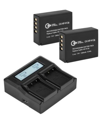 GX-NP-W126 Dual Charger with LCD Screen Batteries and Charger for Fujifilm NP-W126, 2-Piece Set