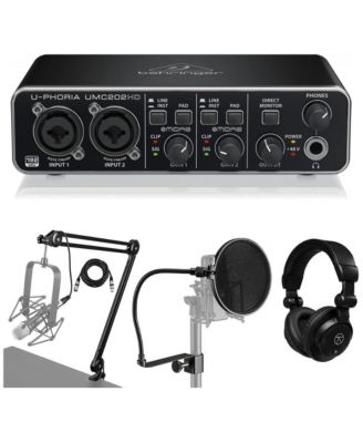 U-PHORIA UMC202HD USB Audio Interface, with TAPH100 Headphones, Arm