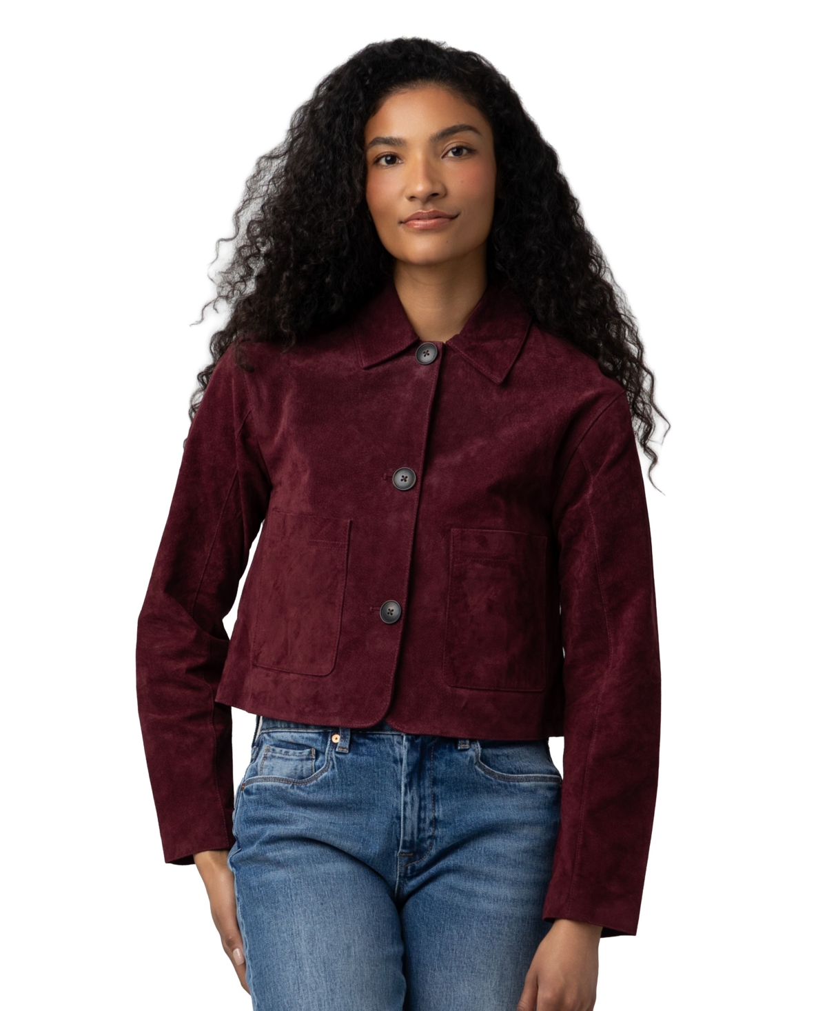 Blank Nyc Women's Wine O'Clock Suede Cropped Jacket - Wine O Clock