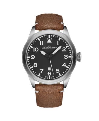 Men's Swiss Made Aviator A601.02  Quartz Watch with Dial, Suede Leather Strap, Sapphire Crystal, 42mm