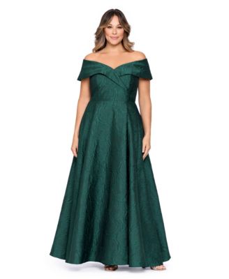 Plus Size Danielle Off-the-Shoulder Brocade Ball Gown