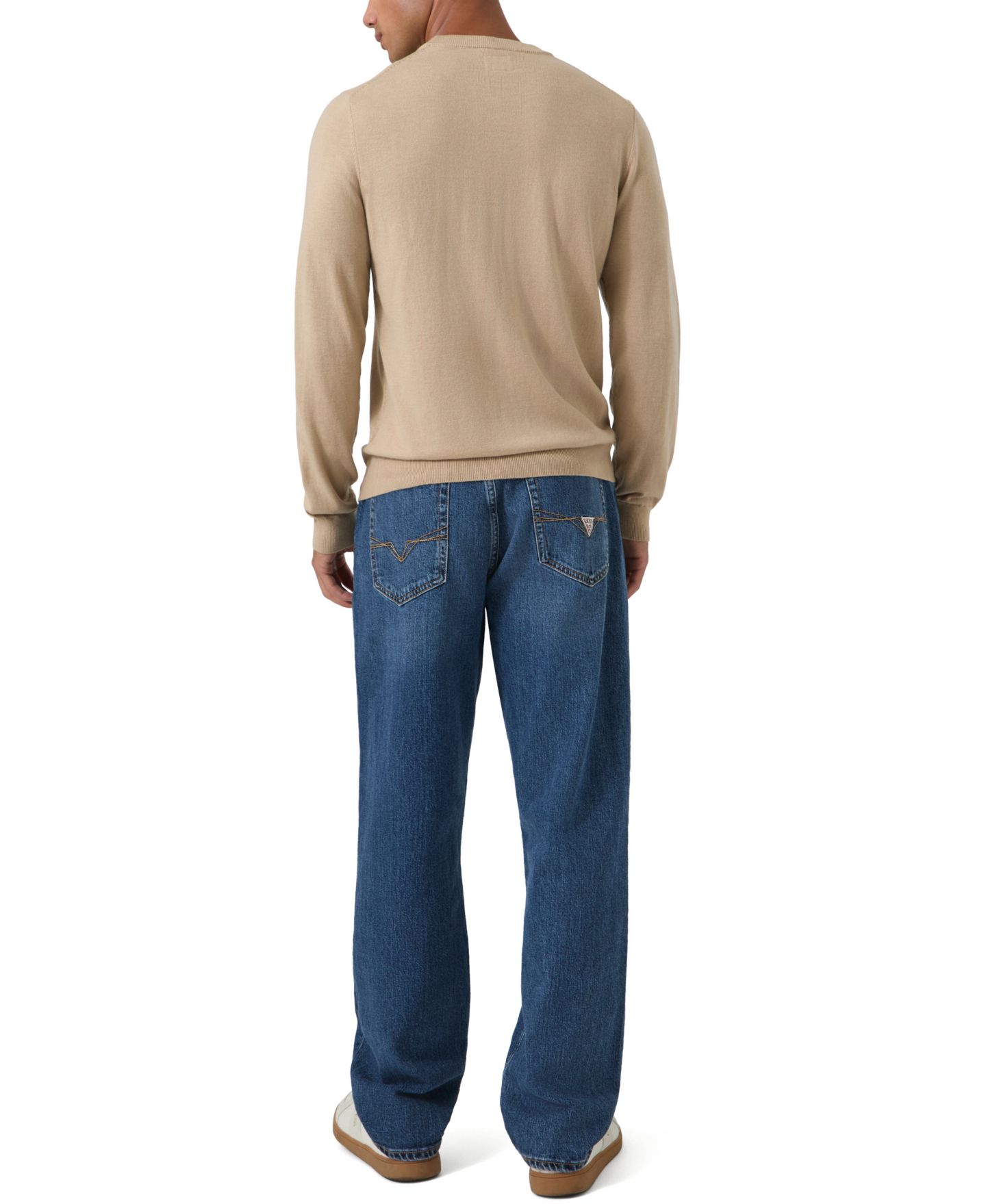 Мужской свитер GUESS Myles Crewneck Embossed Logo Long-Sleeve, цвет: Бежевый — фото 5