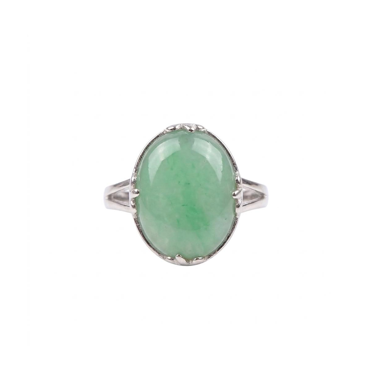 Bling Jewelry Fleur Dis Lis Large Natural Stones Filigree Oval Armor Full Finger Statement Ring Oxidized .925 Sterling Silver - Green jade