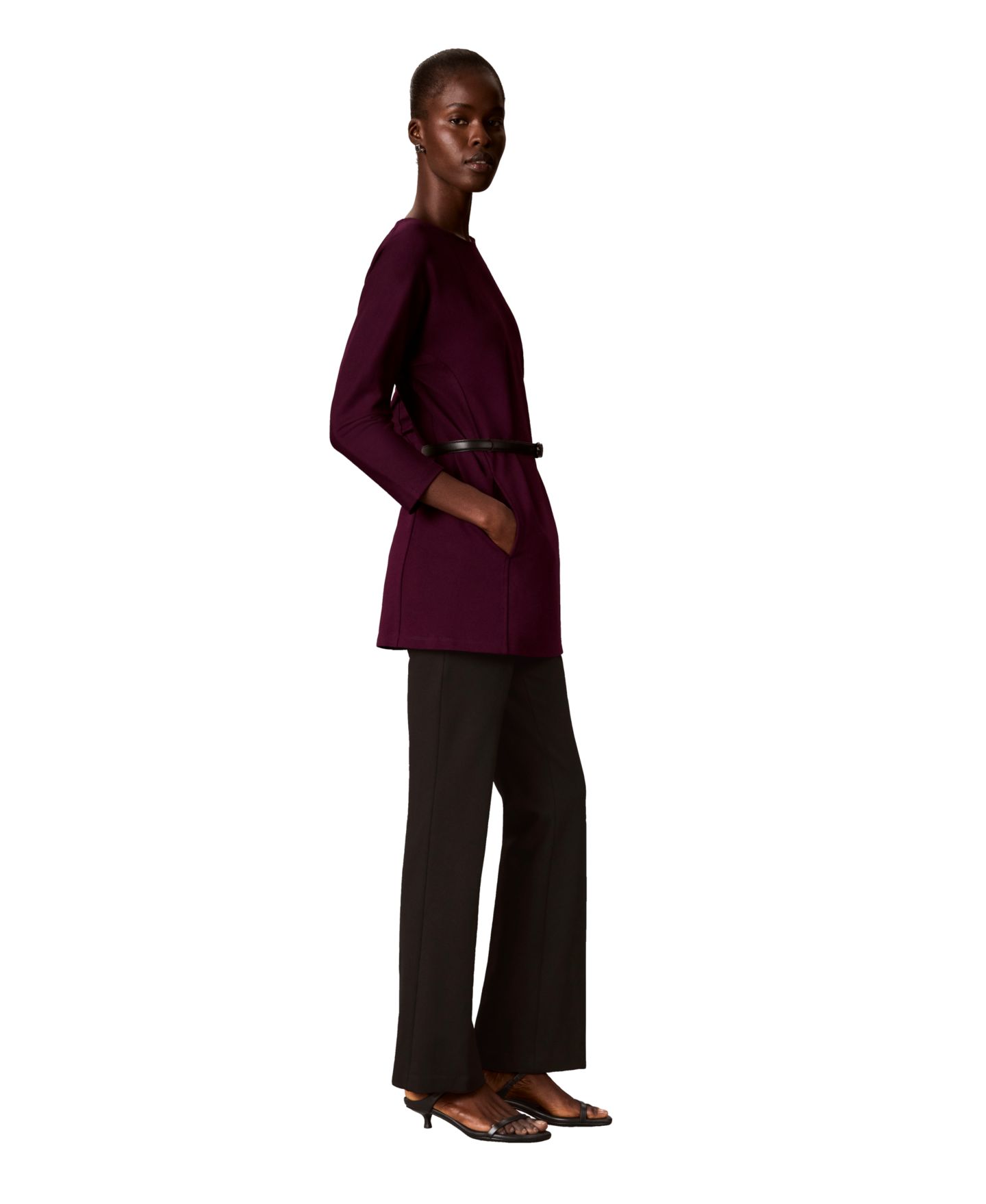 Женский топ Calvin Klein Boat Neck 3/4-Sleeve Compression Tunic, цвет: Глубокий ягодный — фото 3