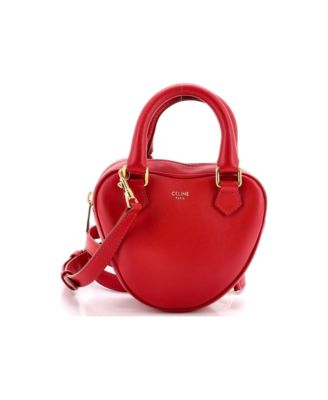 Micro Heart Top Handle Crossbody Bag Leather