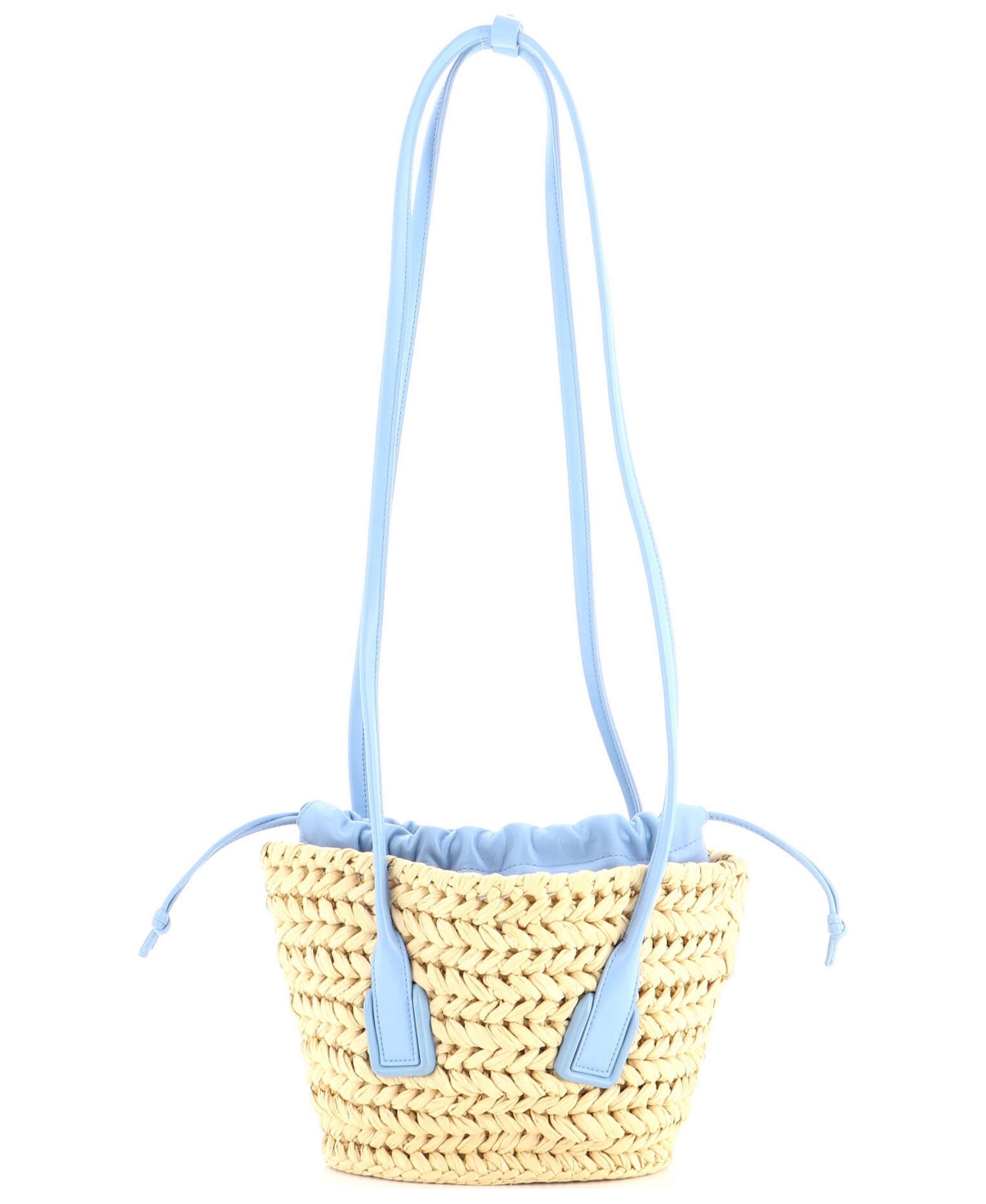 Pre-Owned Bottega Veneta Small Arco Basket Bag Raffia with Leather - Blue
