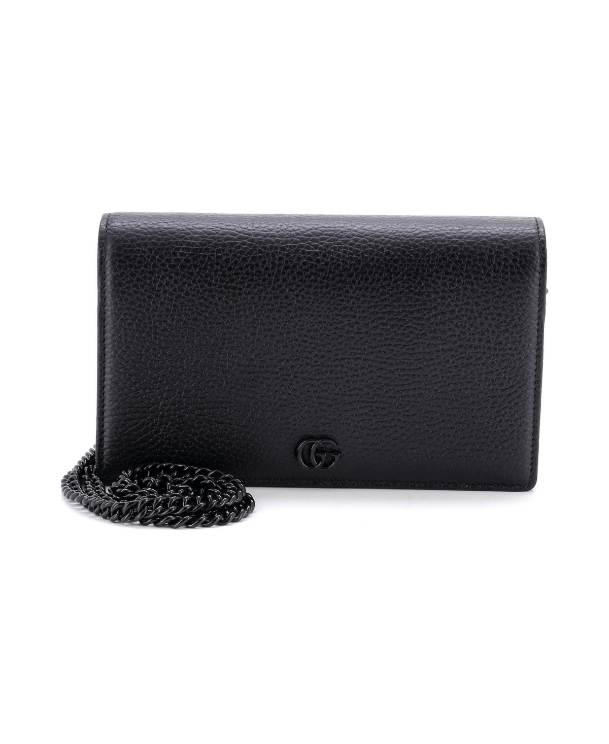 Pre-Owned Gucci Mini Petite Gg Marmont Chain Wallet Leather - Black