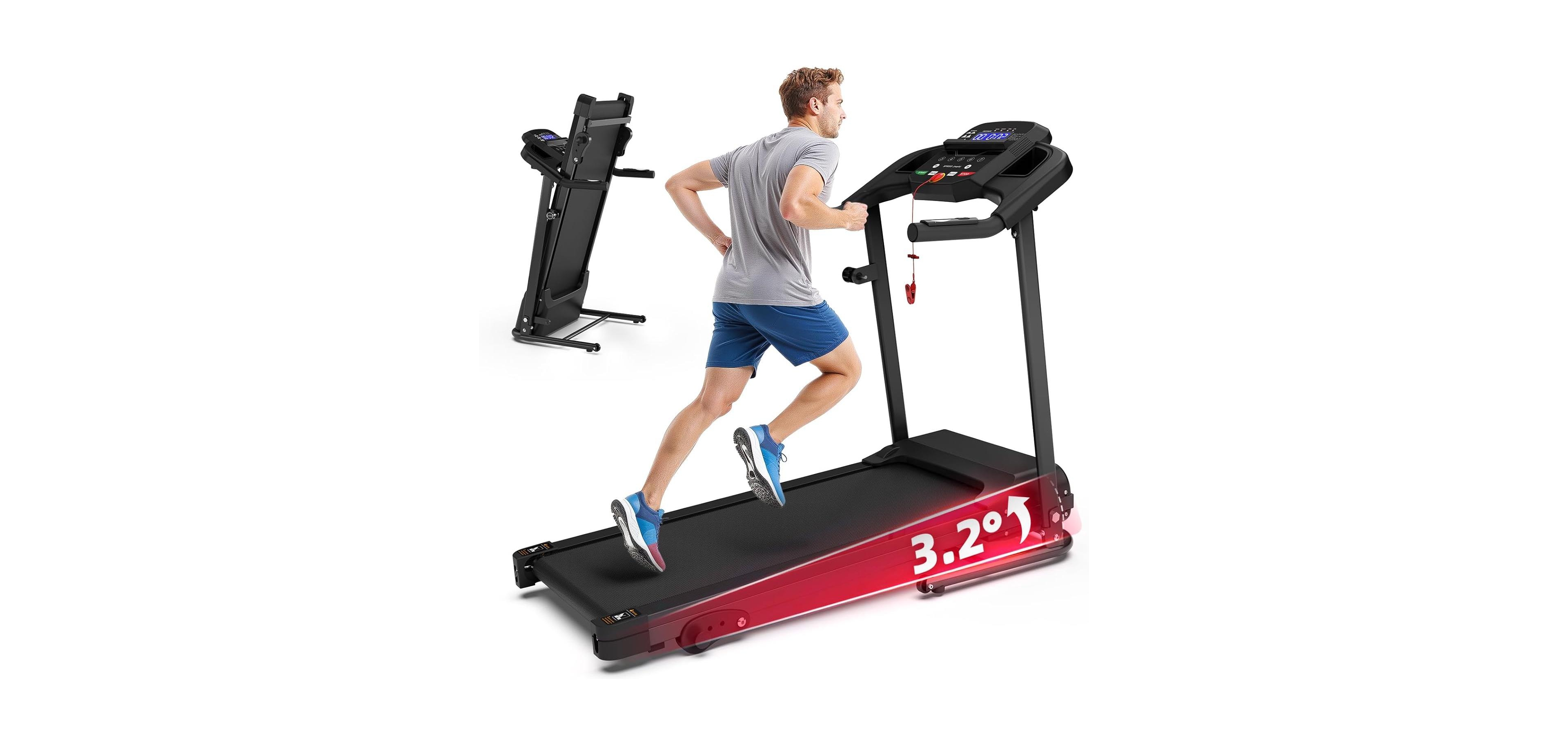 Sevorley Compact Folding Treadmill for Home - 2.5HP Quiet Brushless Motor, 3-Level Incline, 7.5 Mph, Shock Absorption