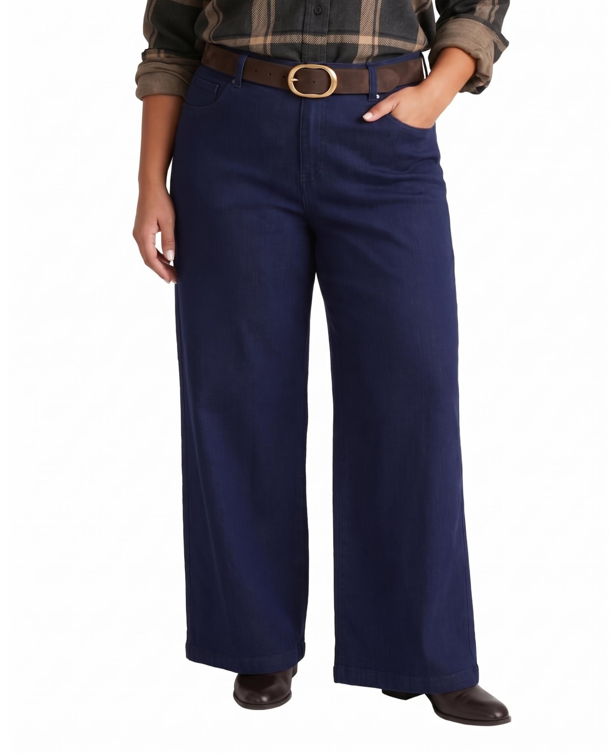 Universal Standard Women's Taylor Comfort Denim High-Rise Wide-Leg Trouser Jeans - Dark indigo