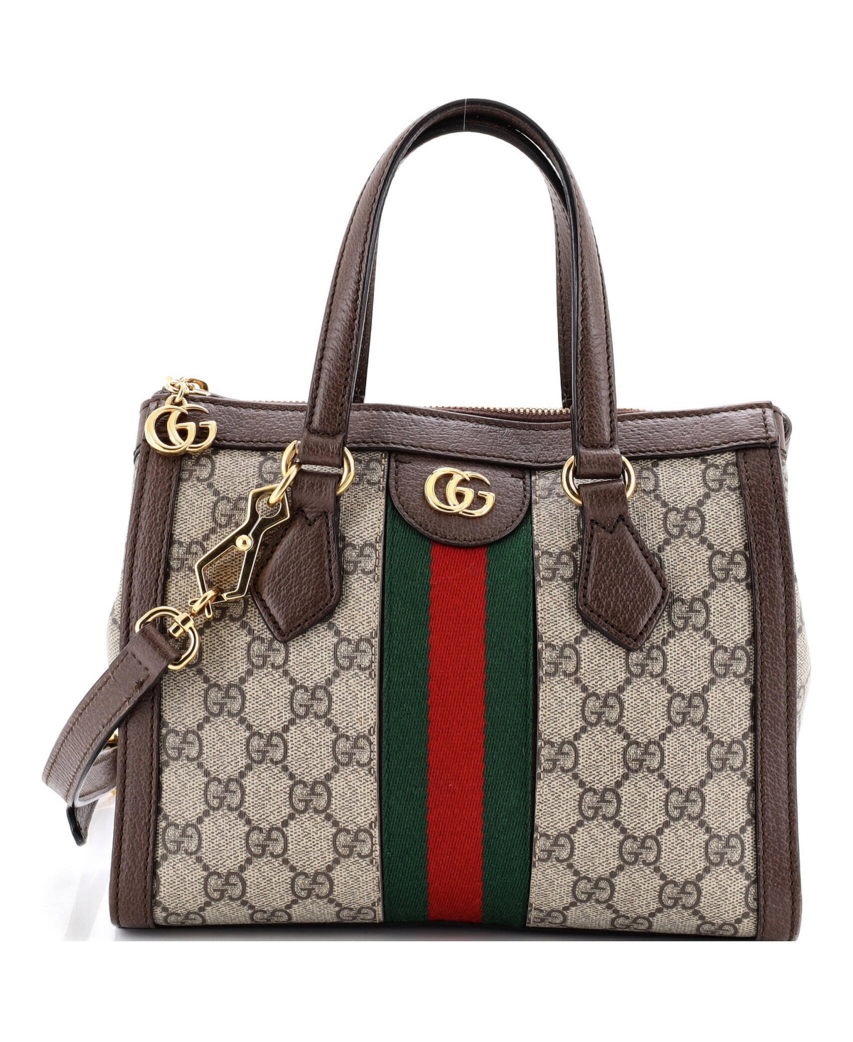 Pre-Owned Gucci Small Ophidia Top Handle Tote Gg Coated Canvas - Brown
