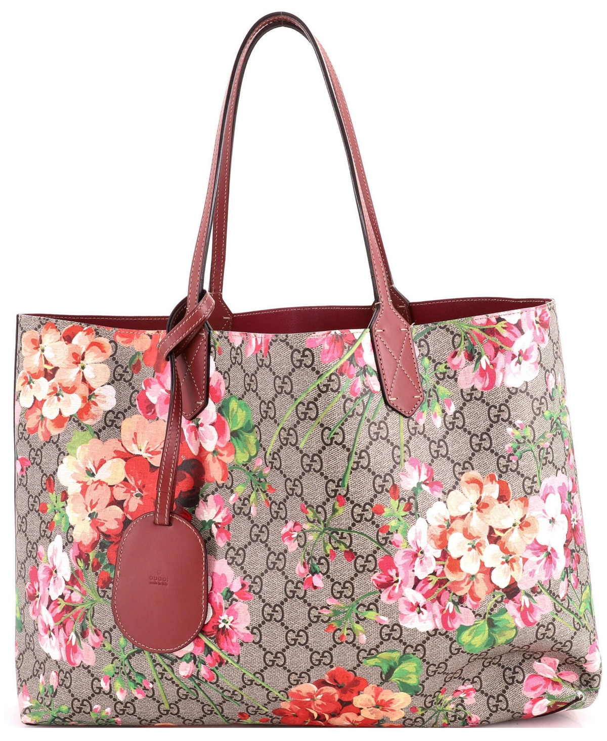 Pre-Owned Gucci Medium Reversible Tote Blooms Gg Print Leather - Brown