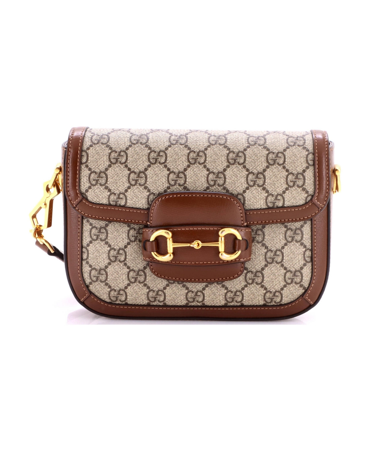 Pre-Owned Gucci Mini Horsebit 1955 Shoulder Bag Gg Coated Canvas with Leather - Brown