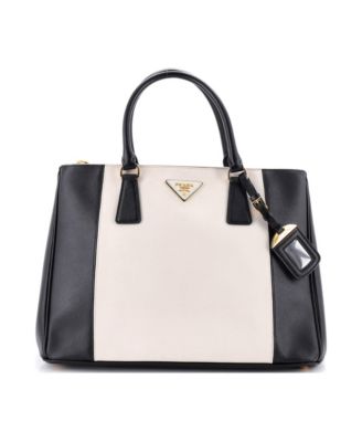 Medium Bicolor Double Zip Lux Tote Saffiano Leather