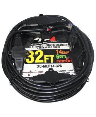 XC-MEP14-326 32 Feet 110V Male to 6 Socket 110V Female Power Cord, Black