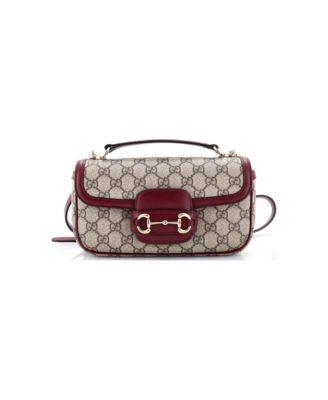 East West Horsebit 1955 Shoulder Bag GG Coated Canvas with Leather