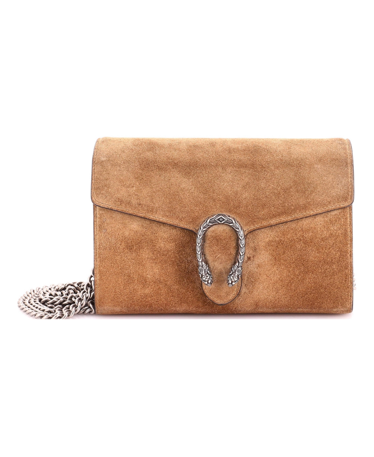 Pre-Owned Gucci Small Dionysus Chain Wallet Suede - Brown