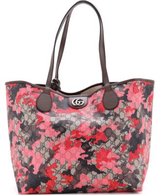 Large Ophidia GG Open Tote GG Camouflage Coated Canvas