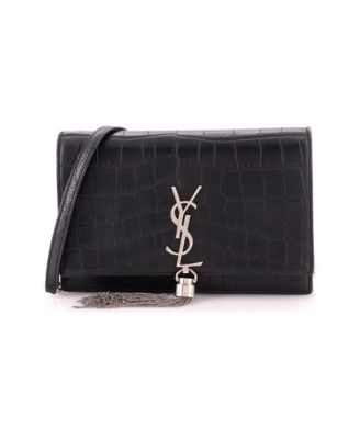 Classic Monogram Tassel Chain Wallet Embossed Leather