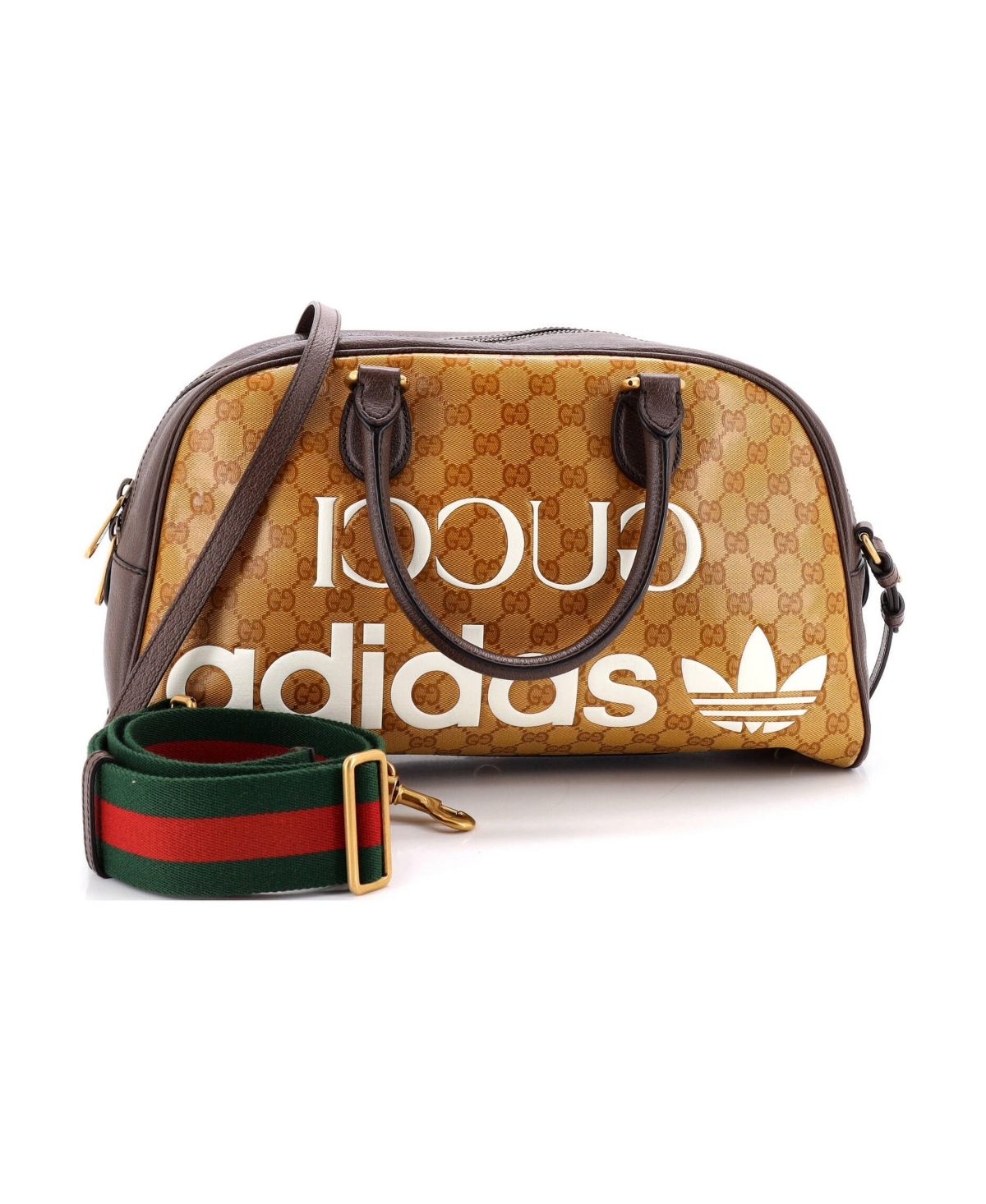 Pre-Owned Gucci Medium x adidas Duffle Bag Gg Coated Canvas - Brown