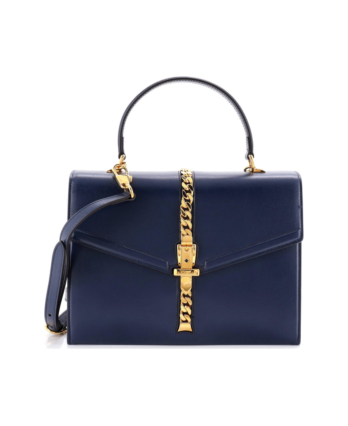 Pre-Owned Gucci Small Sylvie 1969 Top Handle Bag Leather - Blue