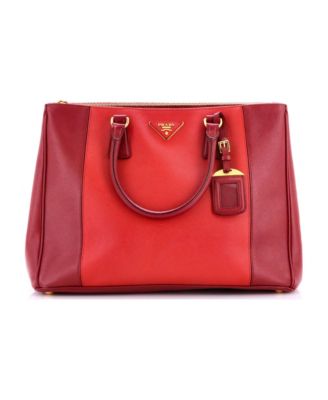 Medium Bicolor Double Zip Lux Tote Saffiano Leather