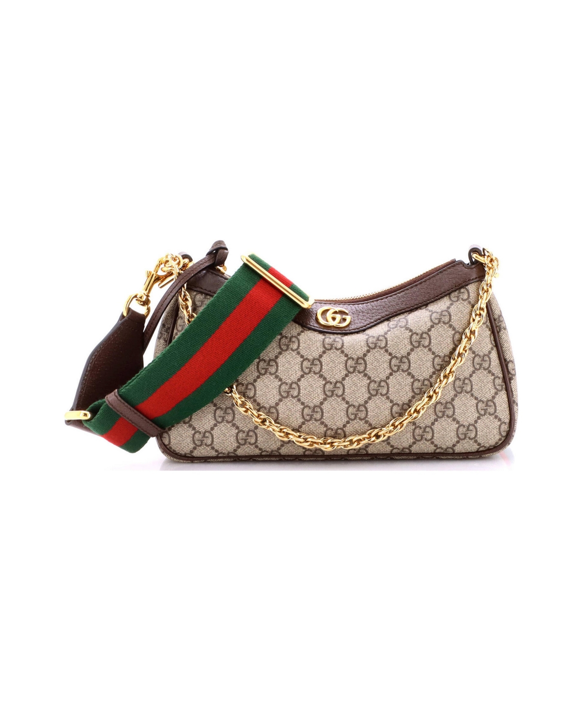 Pre-Owned Gucci Small Ophidia Charm Shoulder Bag Gg Coated Canvas - Brown