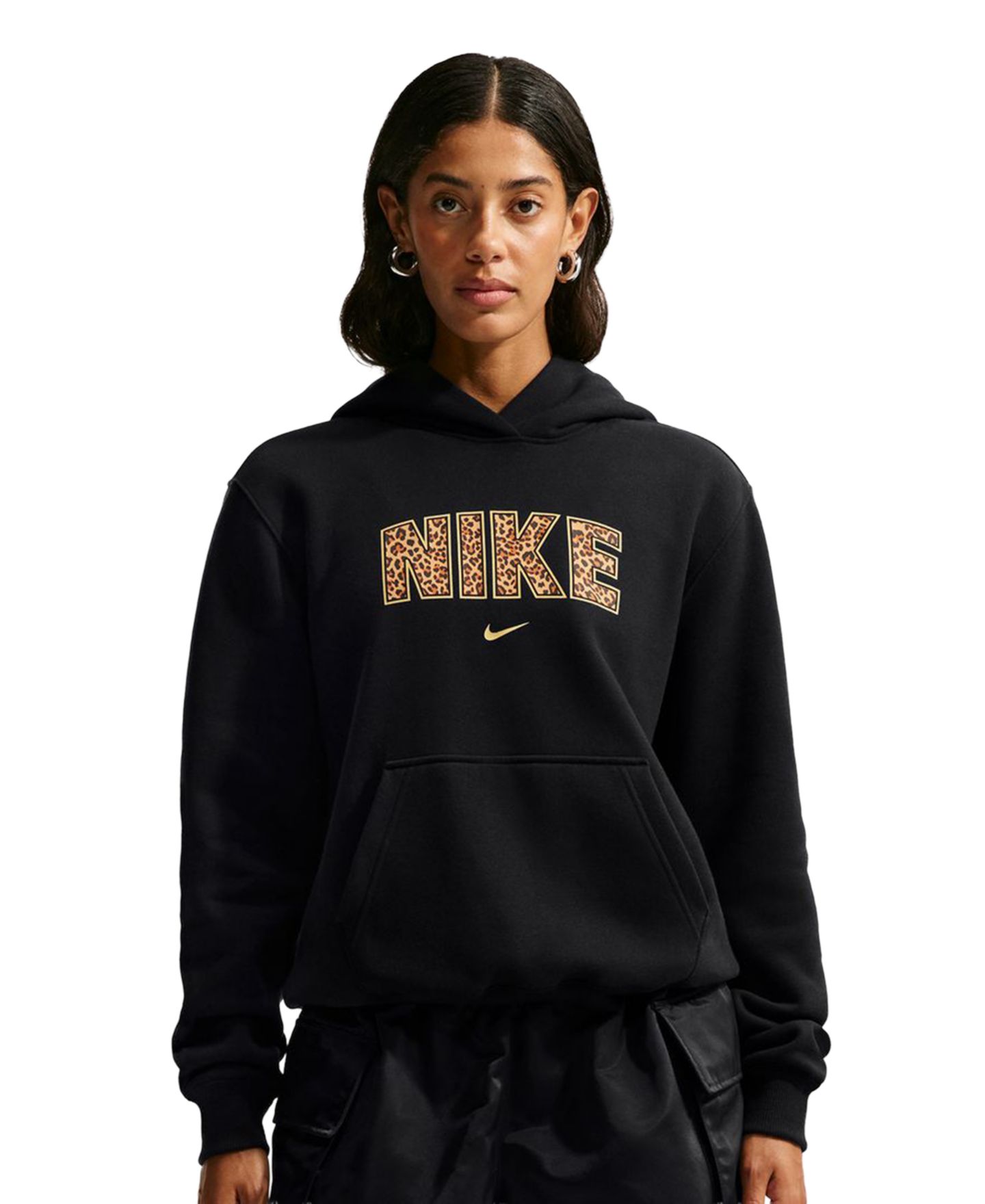 Женское худи Nike Studio Fleece Medium-Weight Pullover, цвет: Чёрный — фото 1