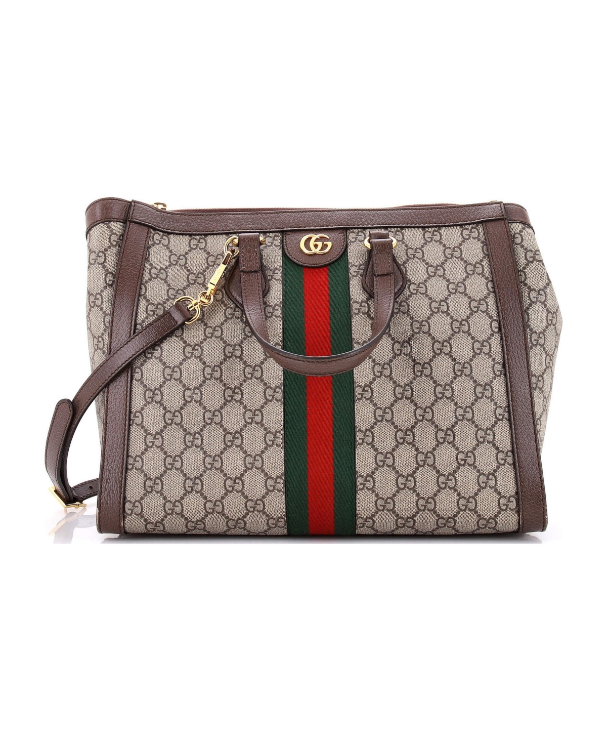 Pre-Owned Gucci Medium Ophidia Top Handle Tote Gg Coated Canvas - Brown