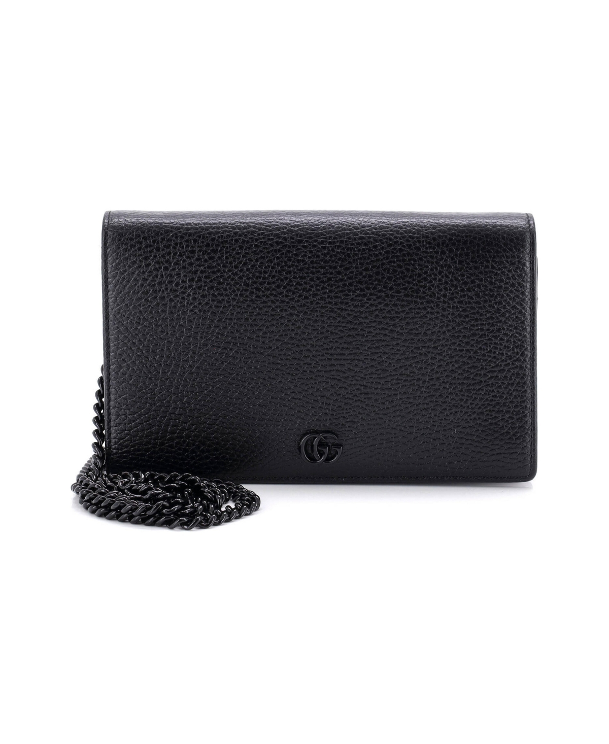Pre-Owned Gucci Petite Gg Marmont Crossbody Chain Strap Mini Wallet - Black