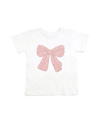 Toddler Girls' 2T-5T Rose Shimmer Bow Patch Crewneck Short-Sleeve T-Shirt