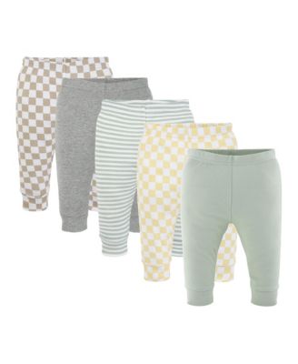 Baby Boys' and Girls' Playful Neutral Pull-On Pants, 5-Piece Set