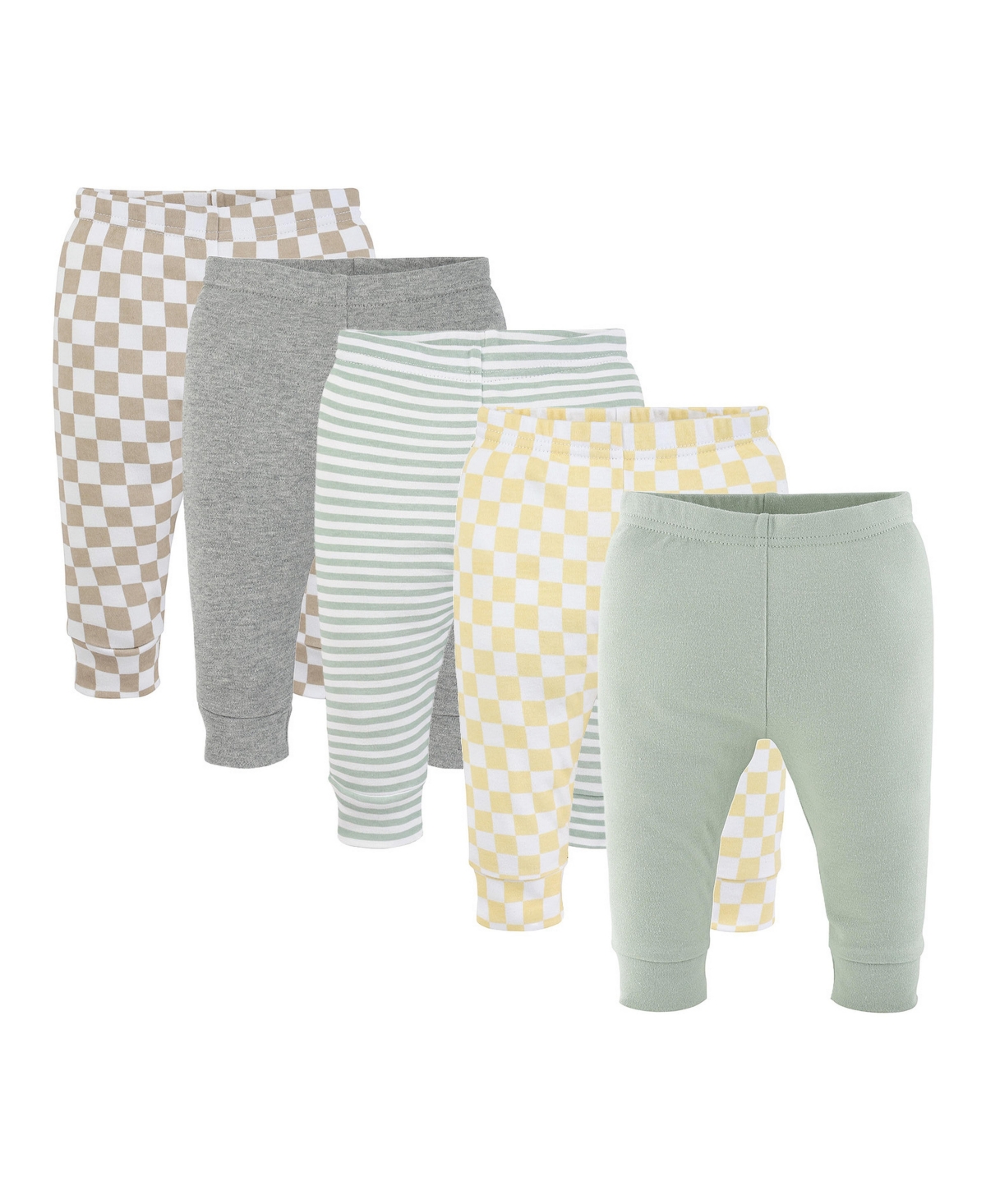 The Peanutshell Baby Boys' and Girls' Playful Neutral Pull-On Pants, 5-Piece Set