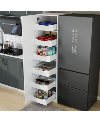 Tall Slim Pantry Storage Cabinet with 6 Pull-Out Drawers