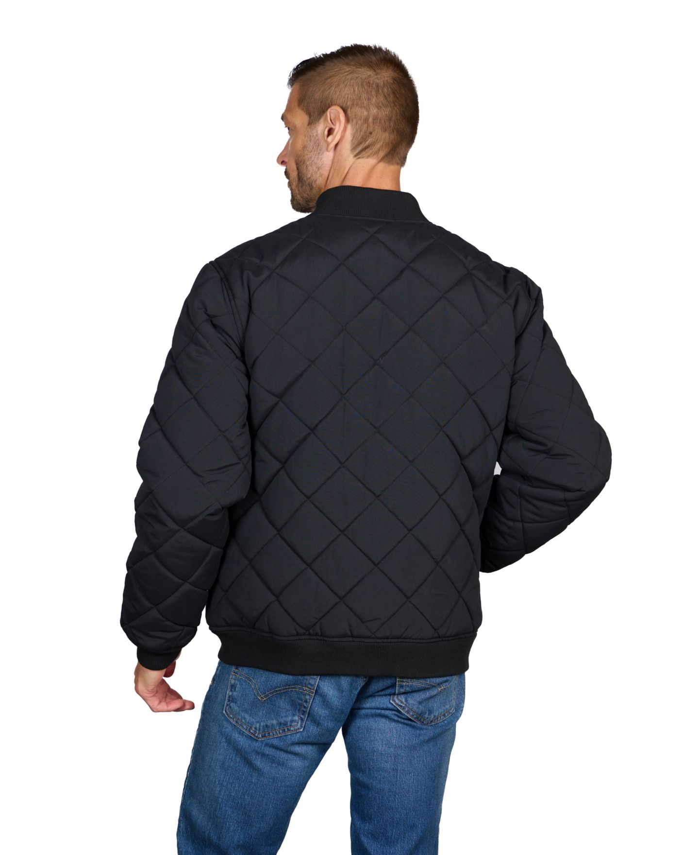 Мужская куртка Dickies Diamond Quilted Regular-Fit Bomber, цвет: Чёрный — фото 4