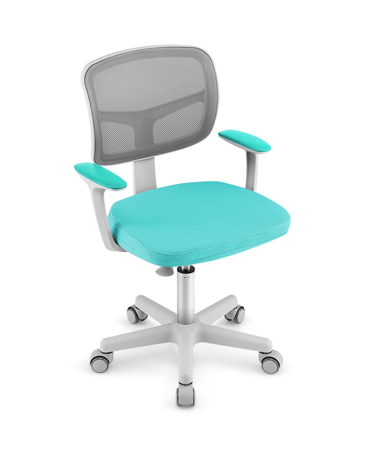 Mecale Height-Adjustable Kids Desk Chair with Mesh Back and Rolling Casters - Turquoise