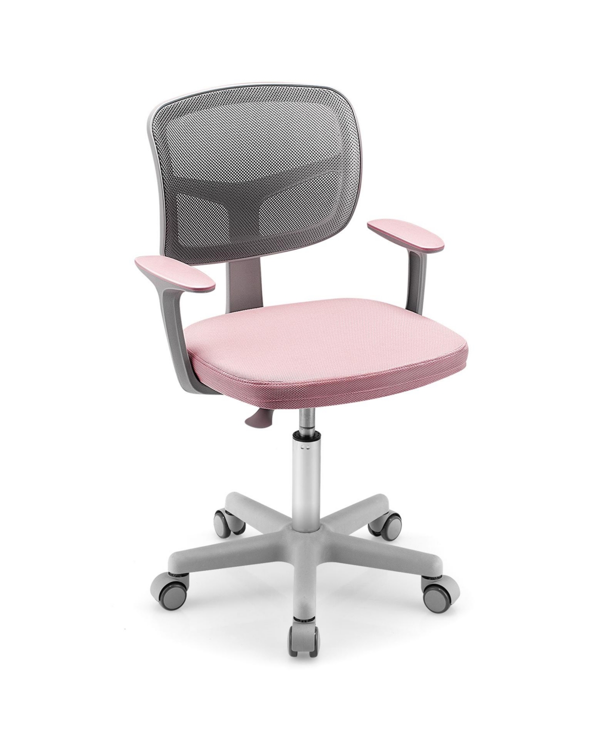 Mecale Height-Adjustable Kids Desk Chair with Mesh Back and Rolling Casters - Pink