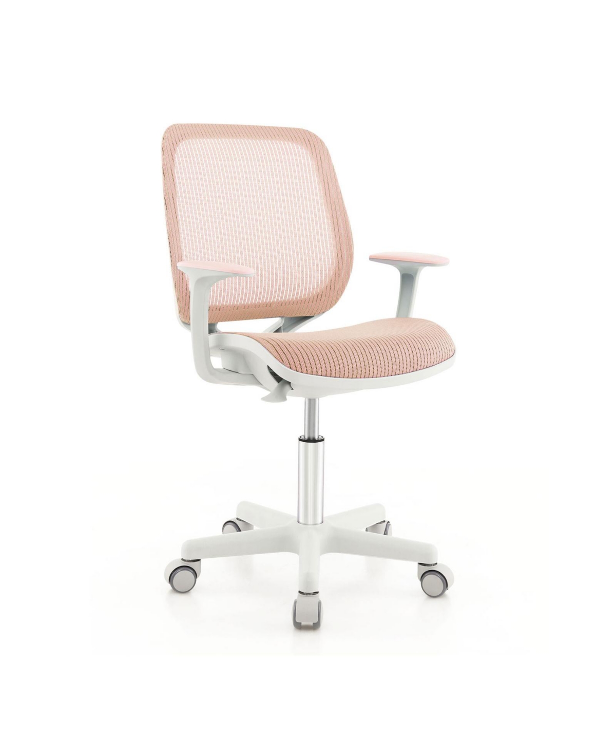 Mecale Swivel Mesh Kids Computer Chair with 5 Sit-Brake Wheels - Pink