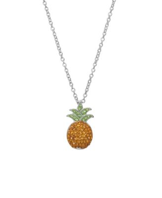 Yellow and Green Crystal Pineapple Necklace (17/25 ct. t.w.) in Fine Silver Plated Brass