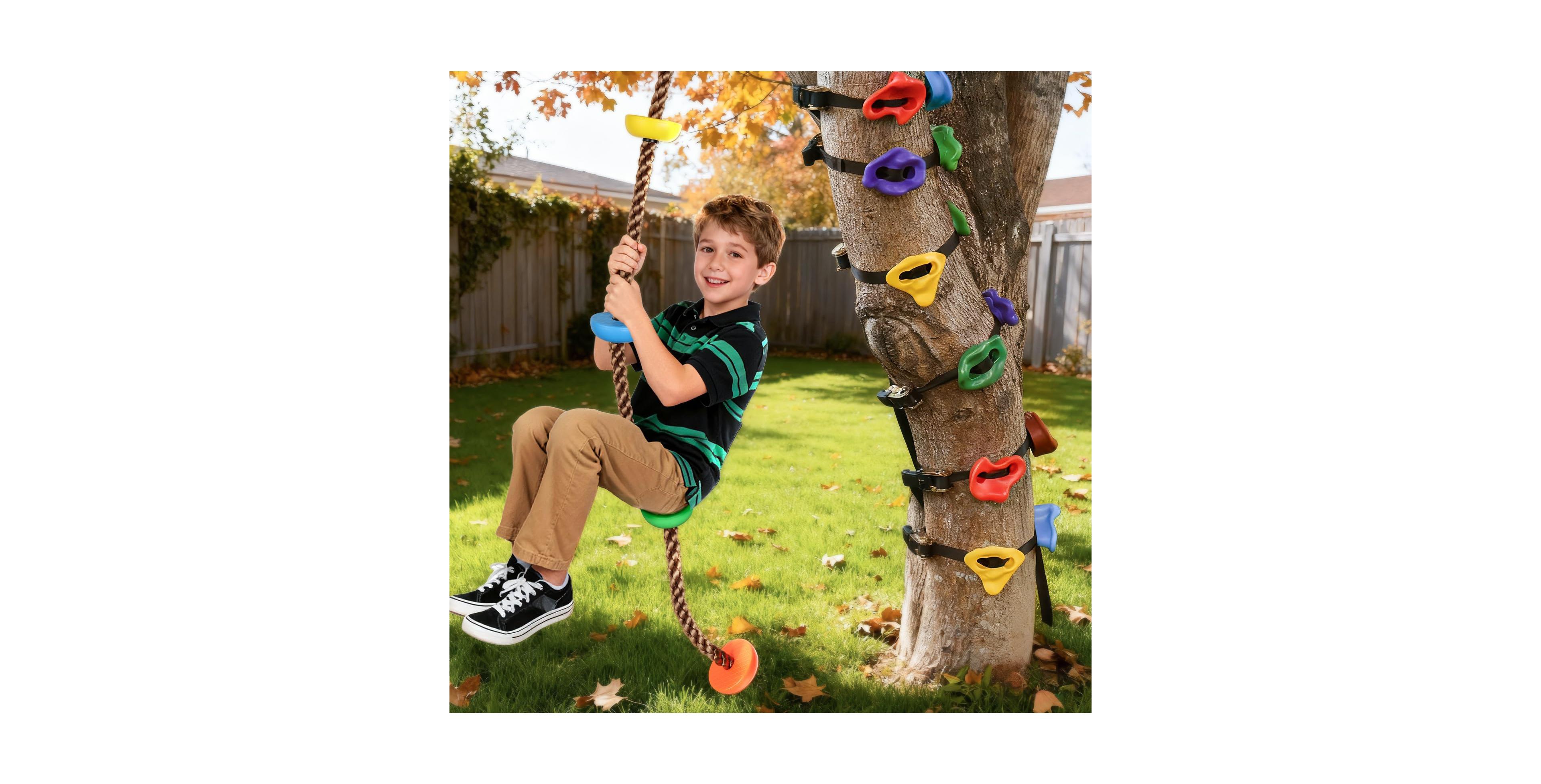 Aofar 12 Tree Climbing Holds with Rope Swing for Climbers