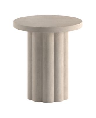 Olie 20" Wood Fluted Round Side Table
