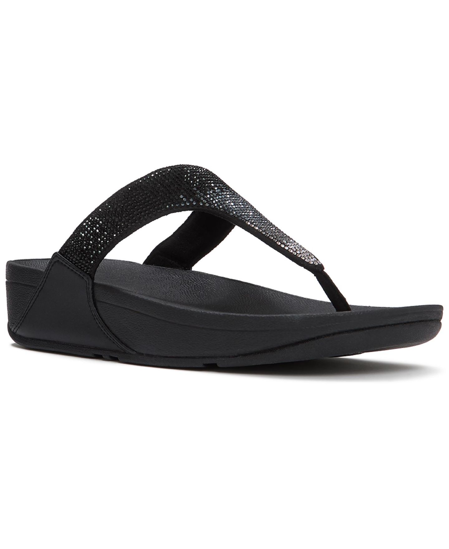 Женские сандалии FitFlop Lulu Ombre Crystal Toe Post Wedge, цвет: Чёрный — фото 6