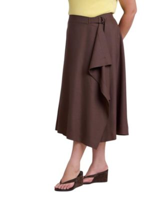 Plus Size Adjustable Wrap Asymmetrical-Hem Midi Skirt