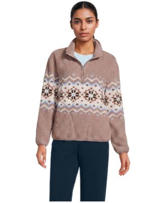 Women's Print Half Zip Cozy High Pile Fleece Pullover