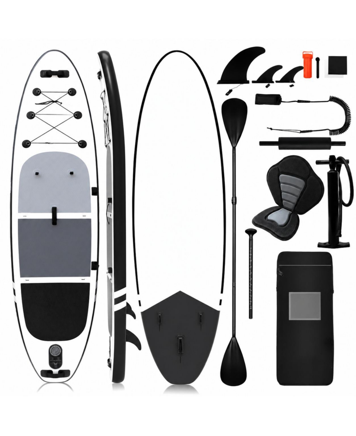 Furlihong Inflatable Stand Up Paddle Board With Sup Accessories Adjustable Paddle Backpack Pump Fin Kit - 10'6''-black