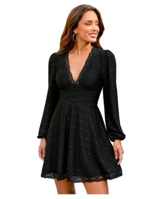 Women's Signature Look Long-Sleeve Fit & Flare Mini Dress