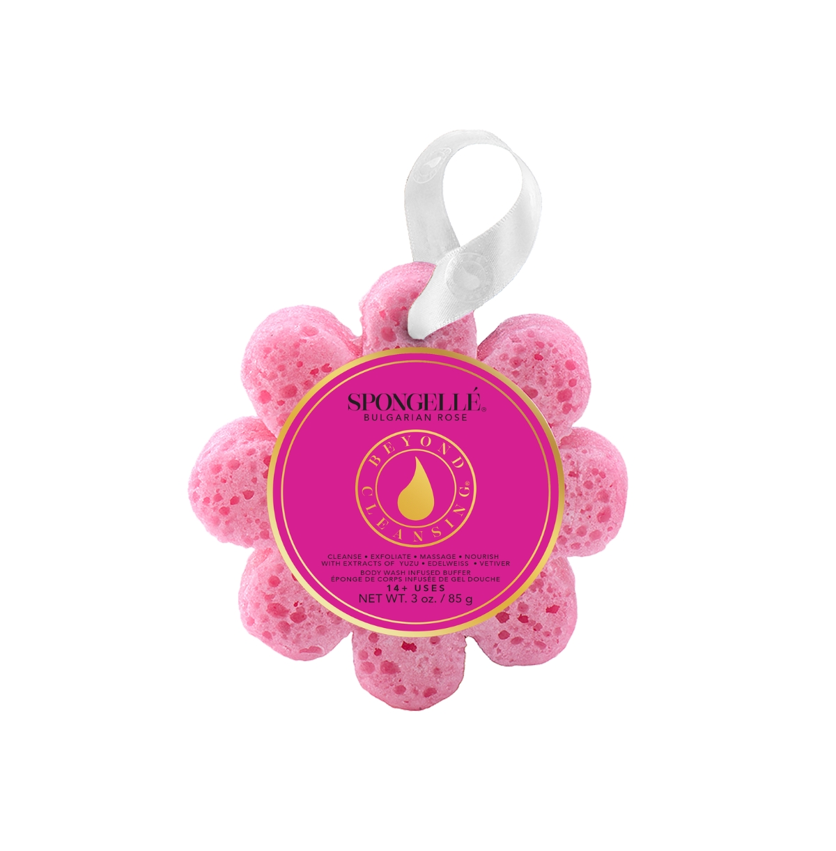 SPONGELLE Bulgarian Rose Wild Flower Body Buffer | Body Wash Infused Buffer