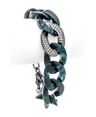 Cubic Zirconia Pave Acrylic Link Bracelet