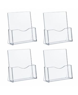 Flyers, Pamphlets, and Paper Display Stand, 4-Pack Clear Plastic Brochure Holder