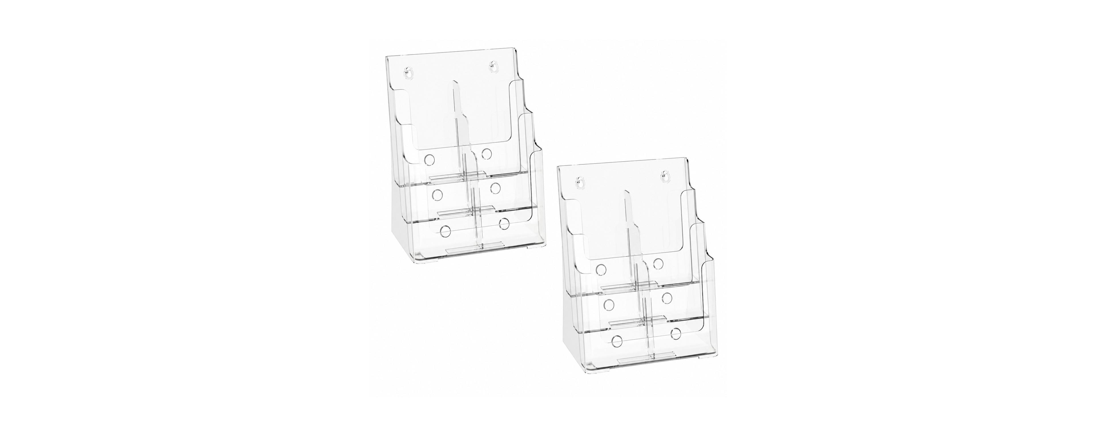 Lowking 2 Pack 3 Tier Clear Brochure Holder Removable Divider Literature Organizer Stand
